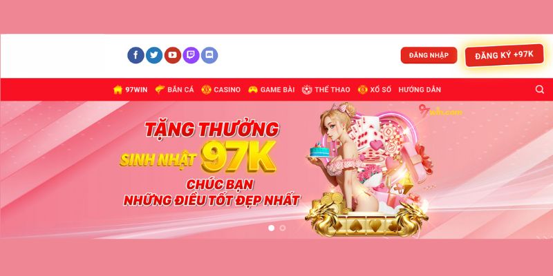 Giao diện web 97Win siêu bắt mắt